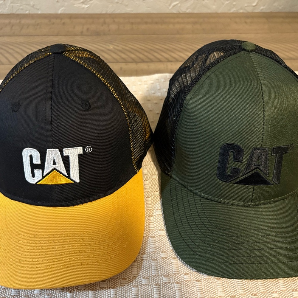 Caterpillar Black Army Green and Yellow Hat for Men set of 2